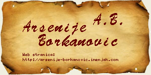 Arsenije Borkanović vizit kartica